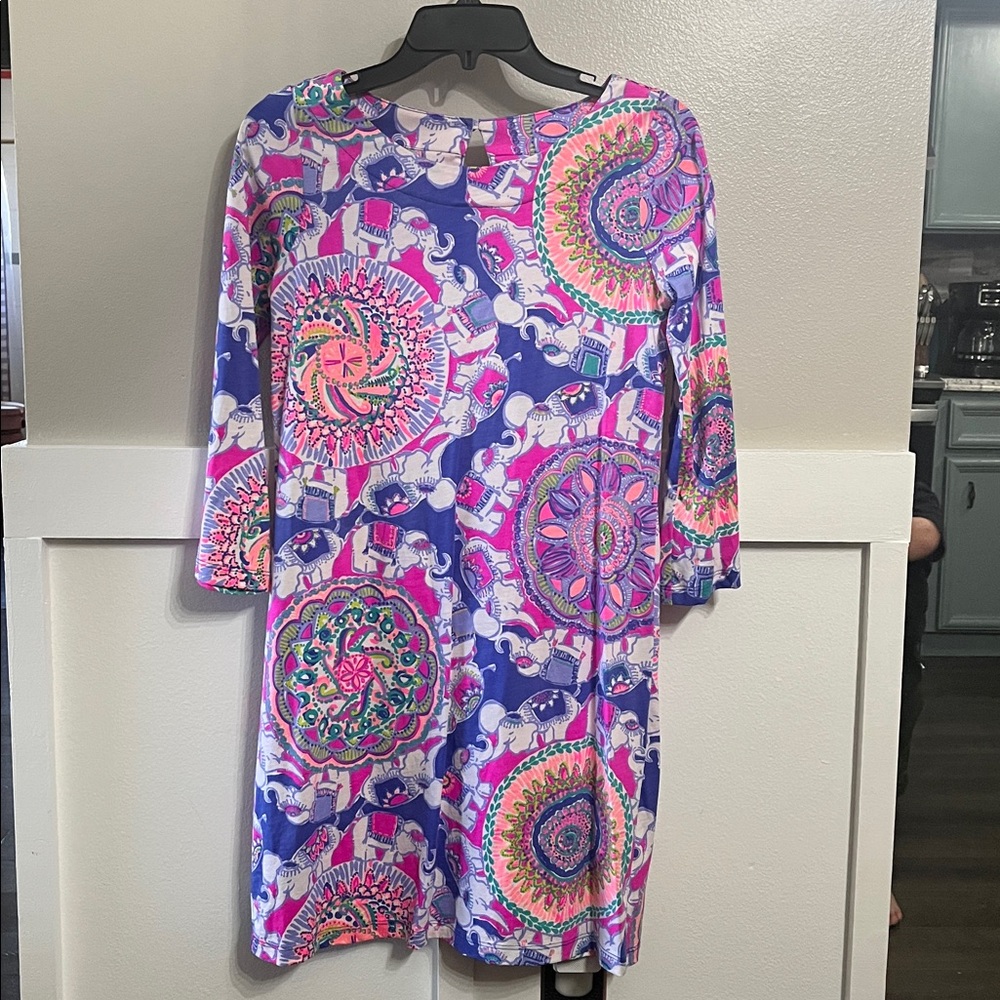 LILLY PULITZER purple / pink elephant Play That Trunky Music Bay dress XXS